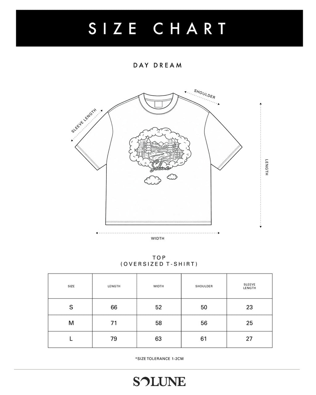 Solune - Oversized T-Shirt Unisex Day Dream Black