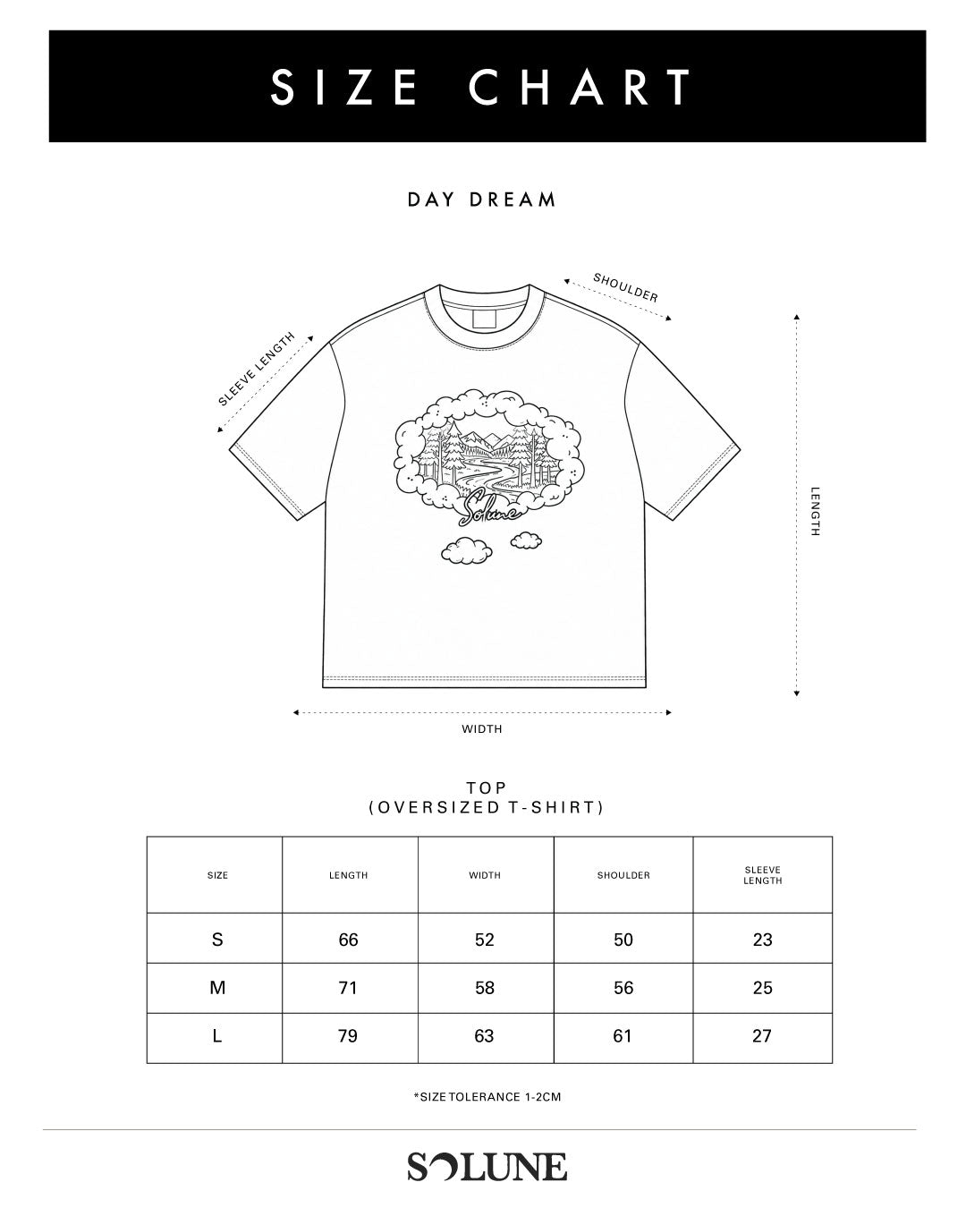 Solune - Oversized T-Shirt Unisex Day Dream Black